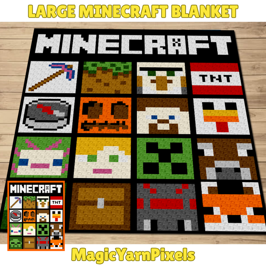 Large Minecraft Blanket by Magic Yarn Pixels