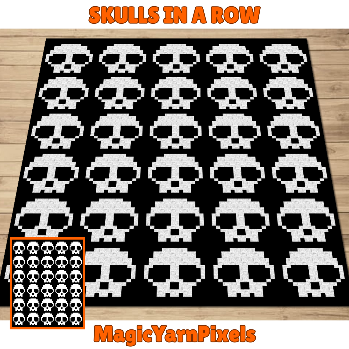 Skulls In A Row by Magic Yarn Pixels
