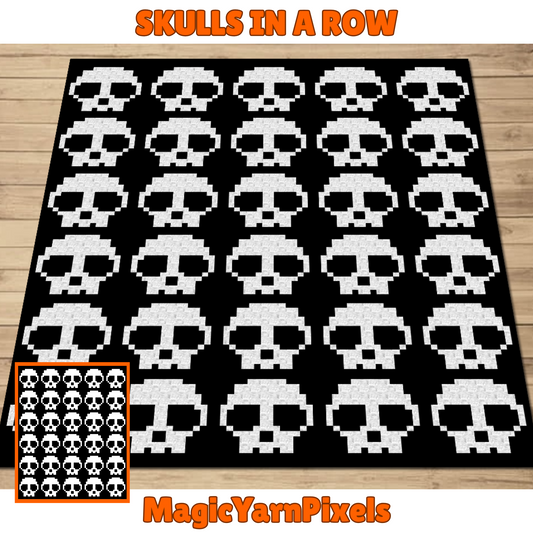 Skulls In A Row by Magic Yarn Pixels