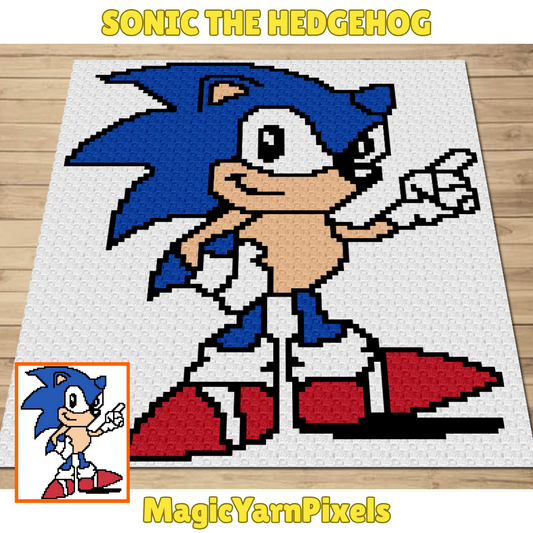 Sonic The Hedgehog C2C Crochet Pattern by Magic Yarn Pixels