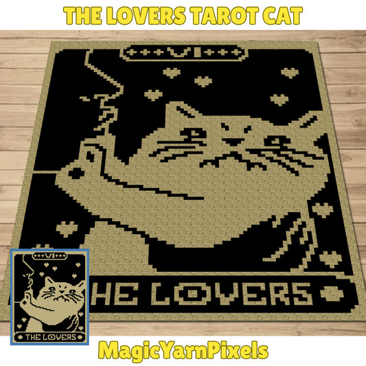 The Lovers Tarot Cat Edition by Magic Yarn Pixels