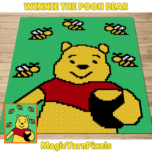 Winnie The Pooh Bear C2C Crochet Pattern by Magic Yarn Pixels