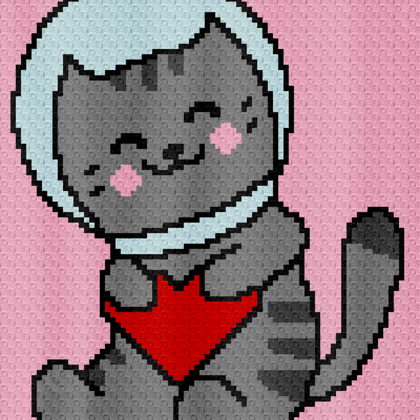Astronaut Cat Graph + Written Pattern For C2C & Tapestry Crochet - Crochet Cat Graph - Crochet Cat Baby Blanket - Kawaii Space Kitten Afghan