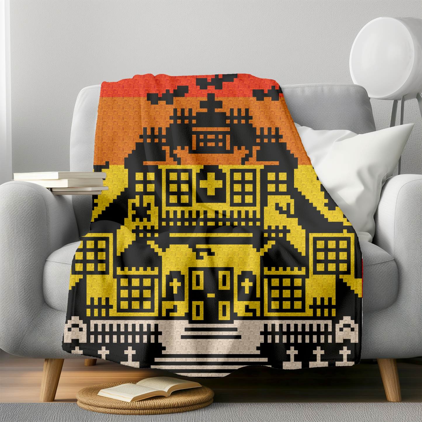 Haunted Horror Hilltop House Blanket Graph and Pattern for C2C & Tapestry Crochet | Halloween Afghan | Haunted House Spooky Halloween Decor