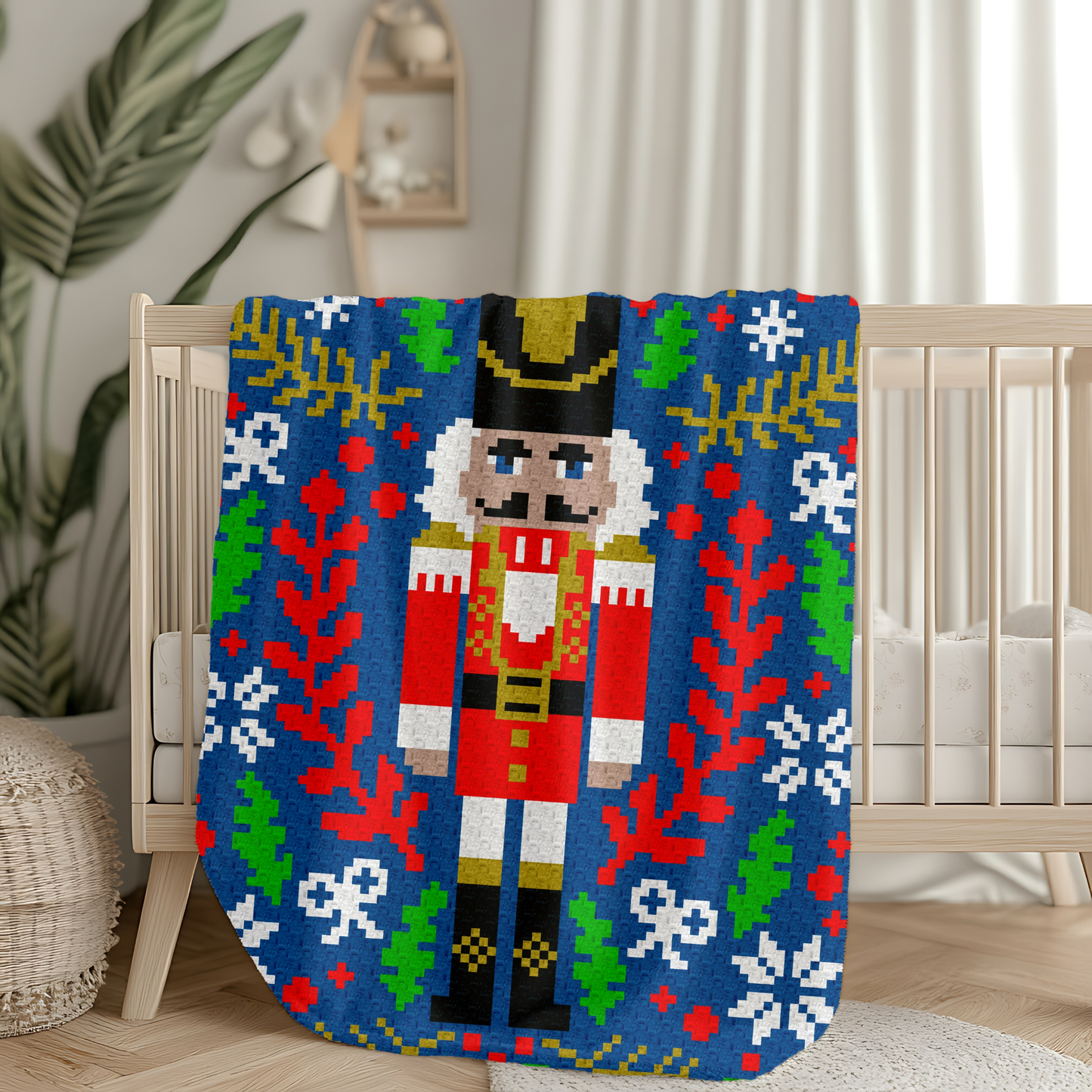 Christmas Nutcracker Afghan Graph & Pattern for C2C + Tapestry Crochet | Prince Nutcracker Easy Crochet Pattern Holiday Gifts Traditional