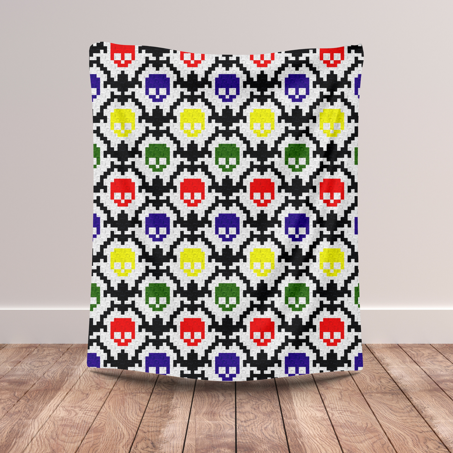 Mardi Gras Fleur De Lis Skulls Crochet Blanket Pattern w/ Chart & Written Pattern For C2C + Tapestry | Graphgan New Orleans Occult Gifts Him