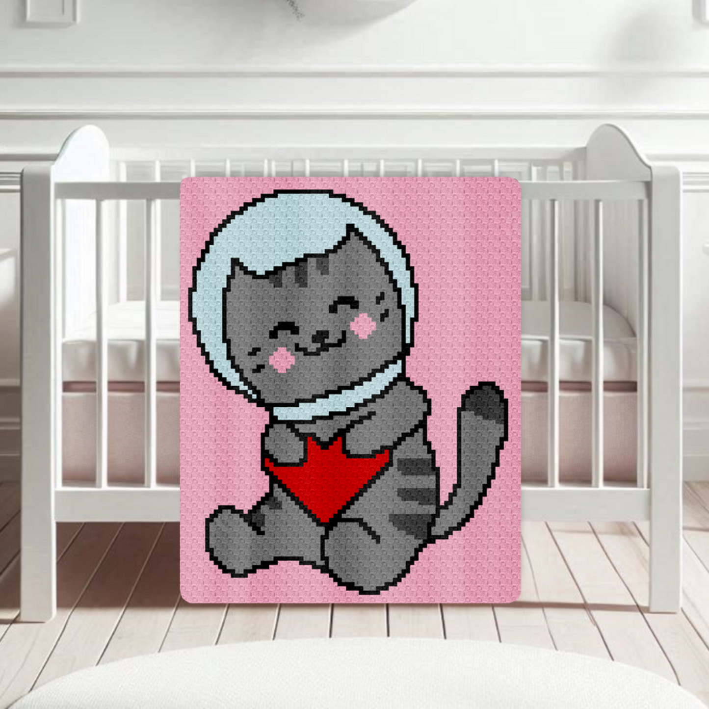 Astronaut Cat Graph + Written Pattern For C2C & Tapestry Crochet - Crochet Cat Graph - Crochet Cat Baby Blanket - Kawaii Space Kitten Afghan