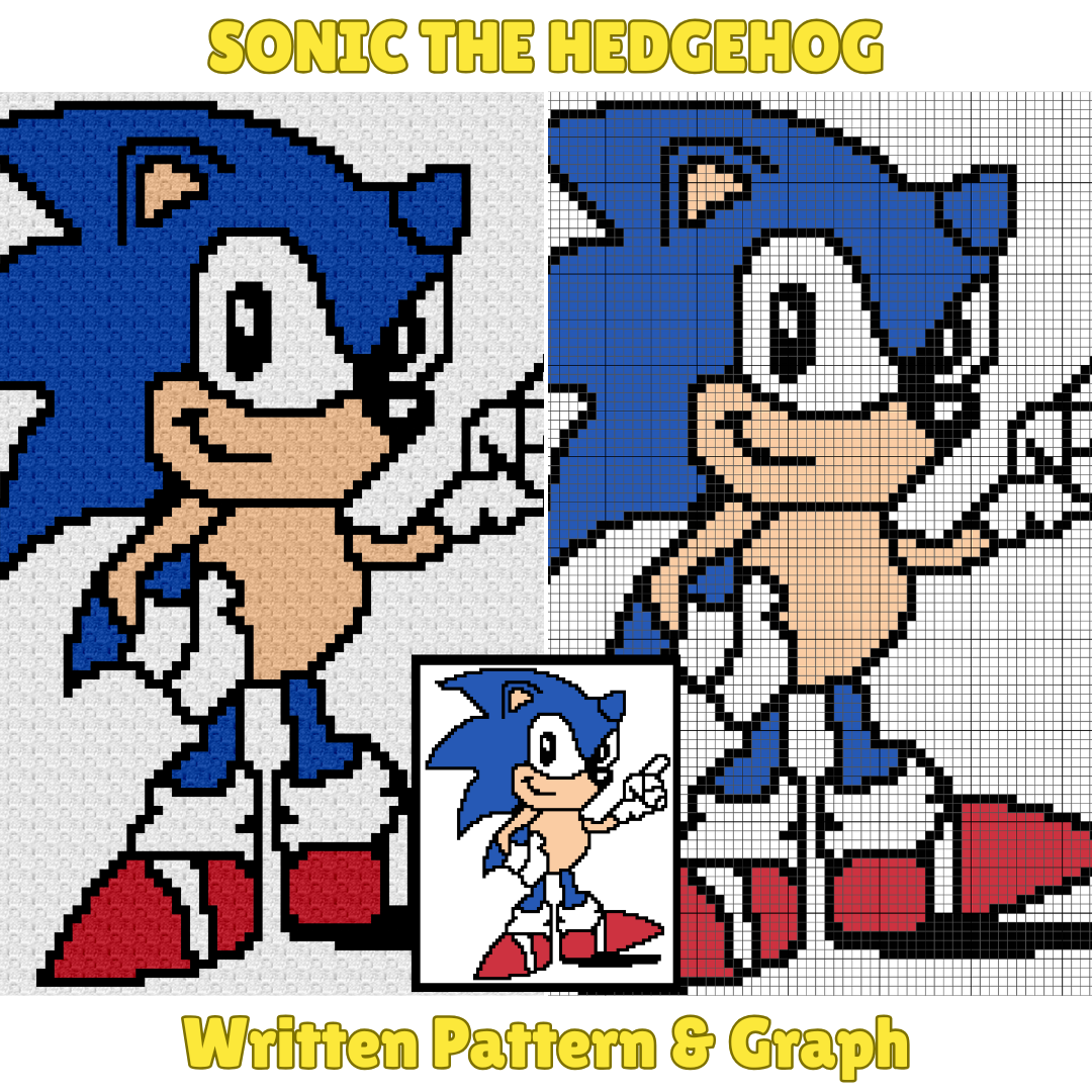 Sonic The Hedgehog C2C Crochet Pattern by Magic Yarn Pixels
