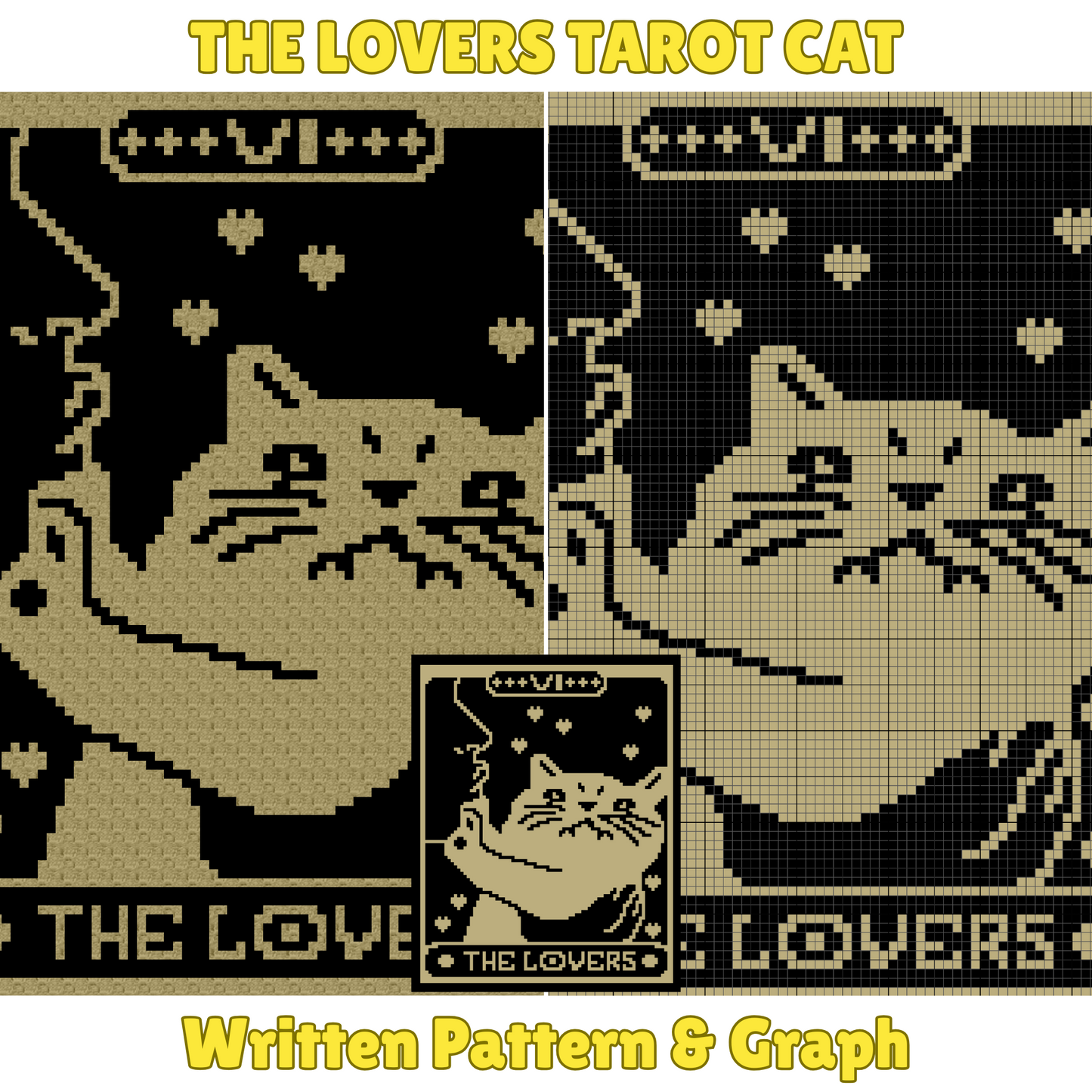 The Lovers Tarot Cat Edition by Magic Yarn Pixels