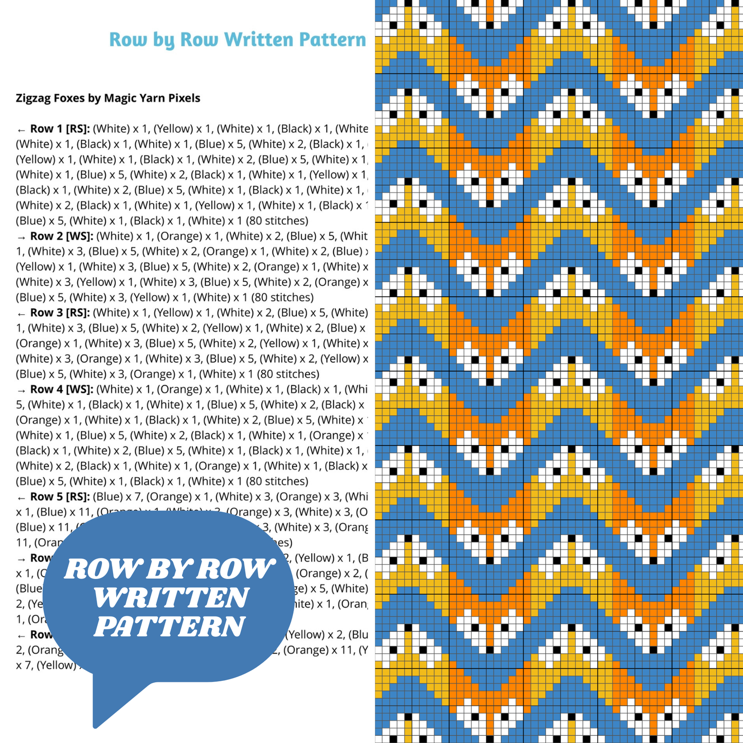 Zigzag Foxes Afghan Pattern + Graph for C2C & Tapestry Crochet | Crochet Fox Print Blanket Fox Lap Blanket Gift Forest Theme Nursery Baby