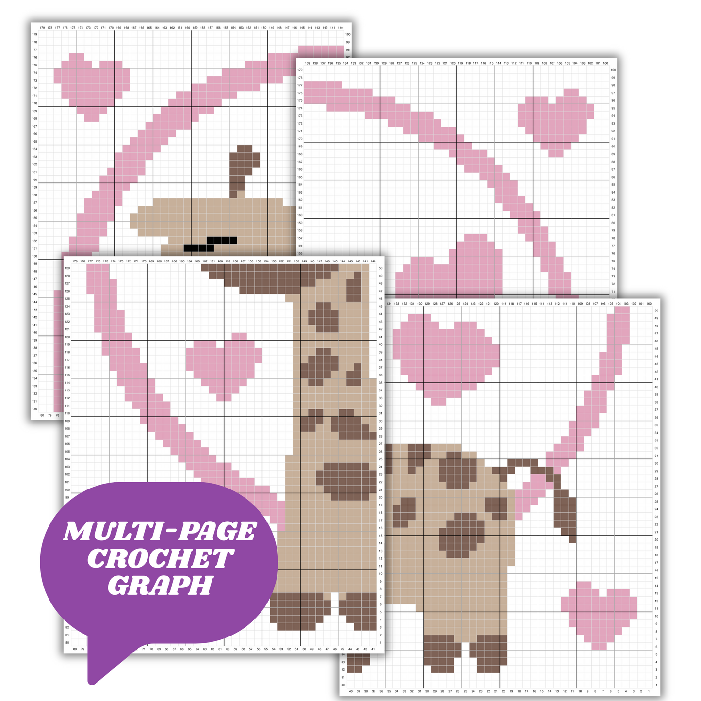 Giraffe With Hearts Graph + Written Pattern For C2C & Tapestry Crochet - Crochet Valentines Baby Blanket Pattern - C2C Jungle Themed Nursery