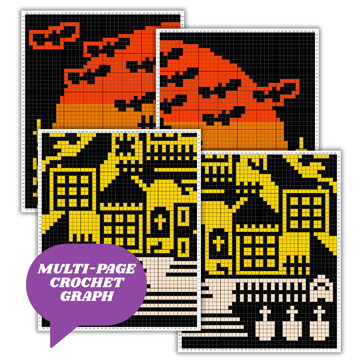 Haunted Horror Hilltop House Blanket Graph and Pattern for C2C & Tapestry Crochet | Halloween Afghan | Haunted House Spooky Halloween Decor