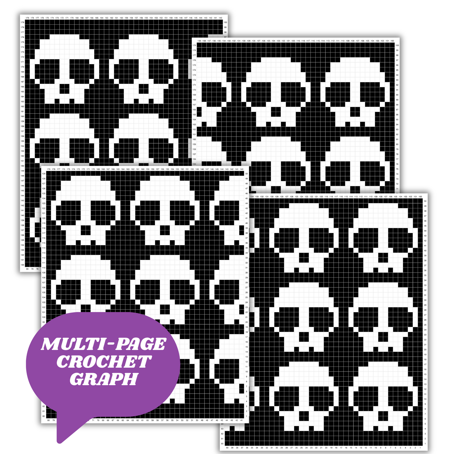 Skulls In A Row by Magic Yarn Pixels
