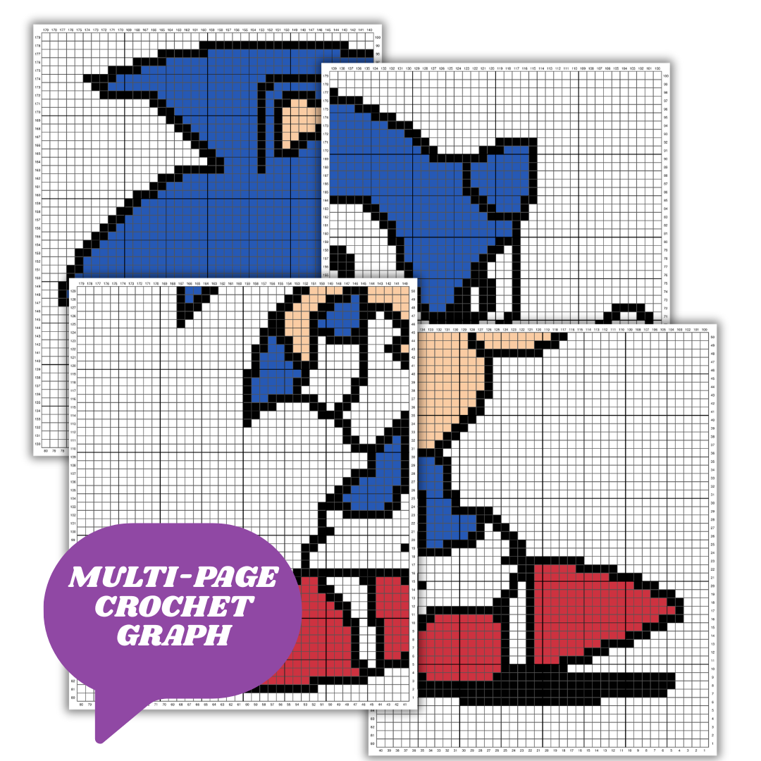 Sonic The Hedgehog C2C Crochet Pattern by Magic Yarn Pixels
