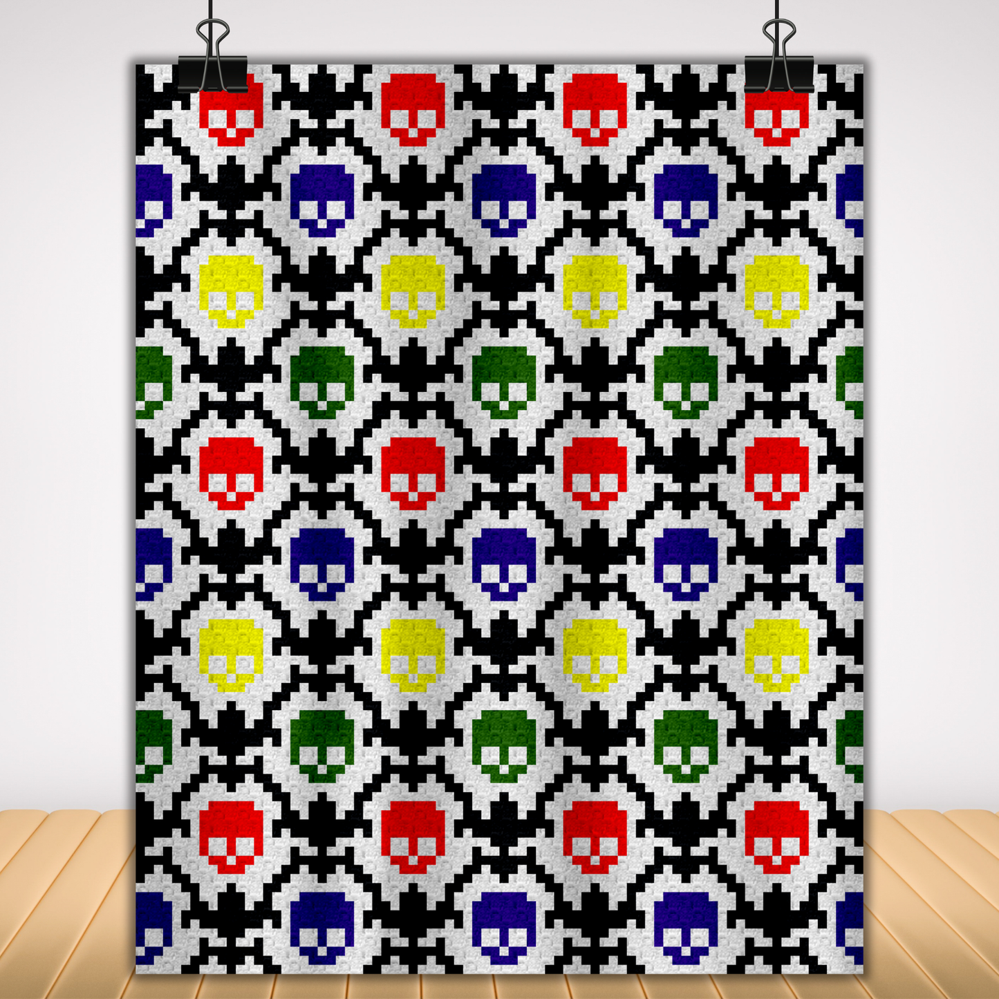Mardi Gras Fleur De Lis Skulls Crochet Blanket Pattern w/ Chart & Written Pattern For C2C + Tapestry | Graphgan New Orleans Occult Gifts Him