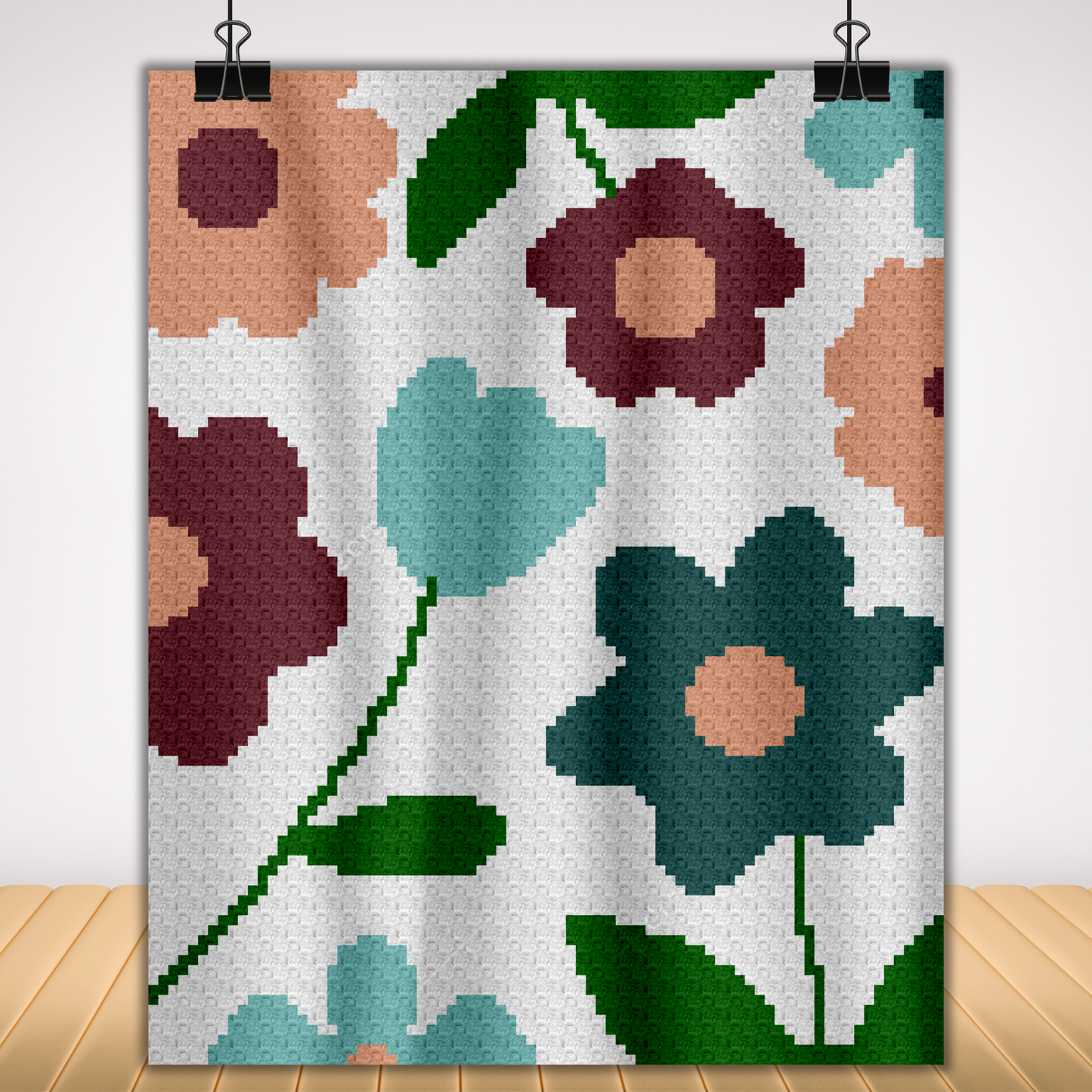 Pastel Fields Graph & Pattern C2C Tapestry Crochet - C2C Flower Garden Blanket - Crochet Tulip Blanket - C2C Floral Crochet Blanket Graphgan