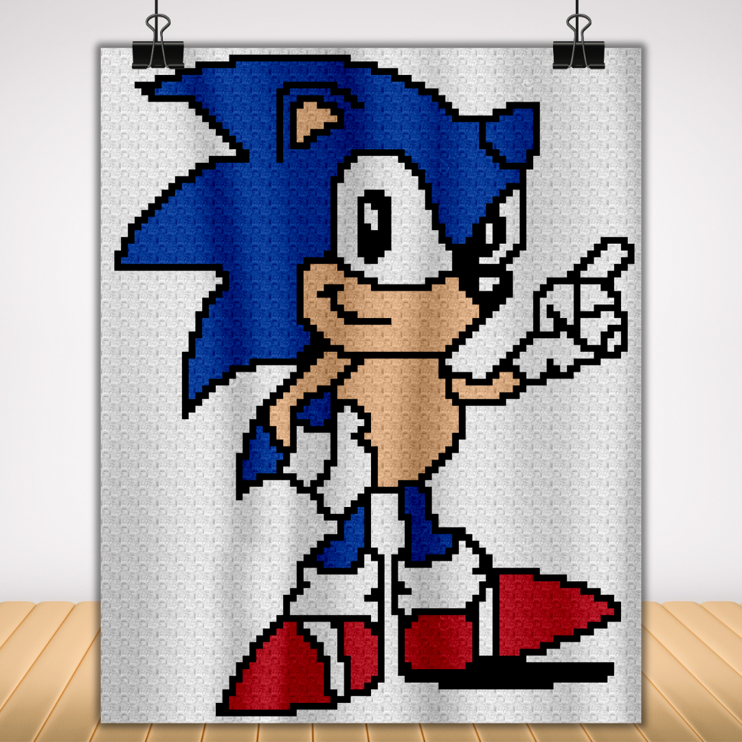 Sonic The Hedgehog C2C Crochet Pattern by Magic Yarn Pixels