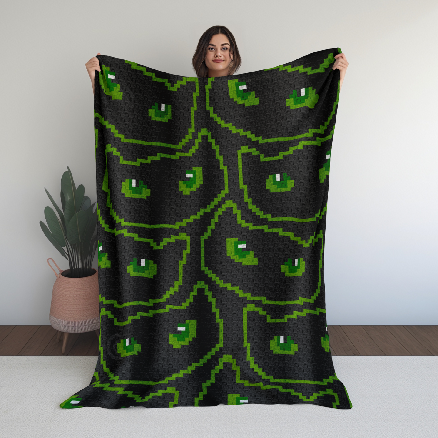 Halloween Black Cat Print Crochet Blanket Pattern Chart & Written Pattern For C2C + Tapestry Crochet | Gifts For Cat Owners - Trick Or Treat