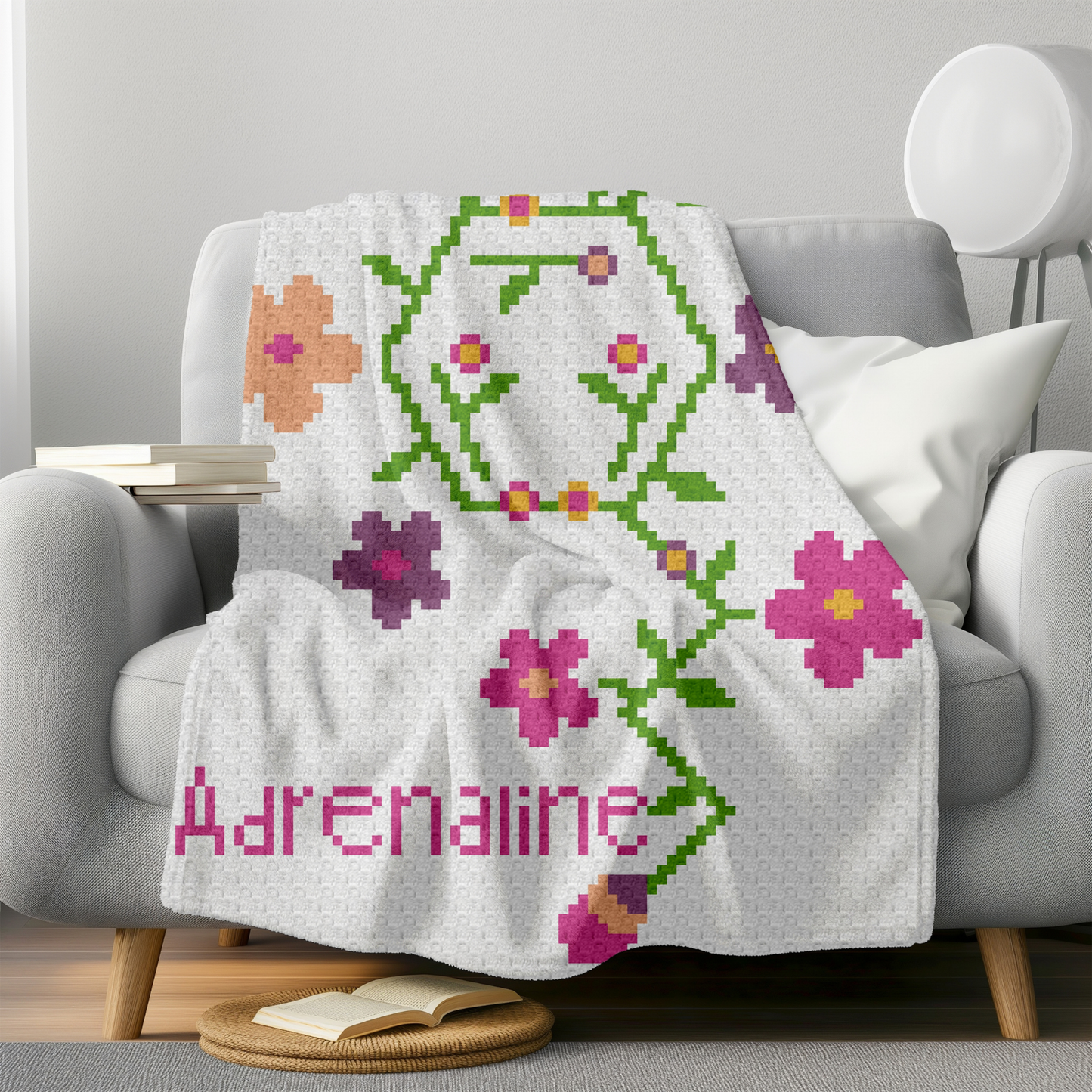 Adrenaline Molecule Graph + Written Pattern For C2C & Tapestry Crochet - Floral Hormone Pattern - Gift For Scientists Chemists Geek Nerd Lab