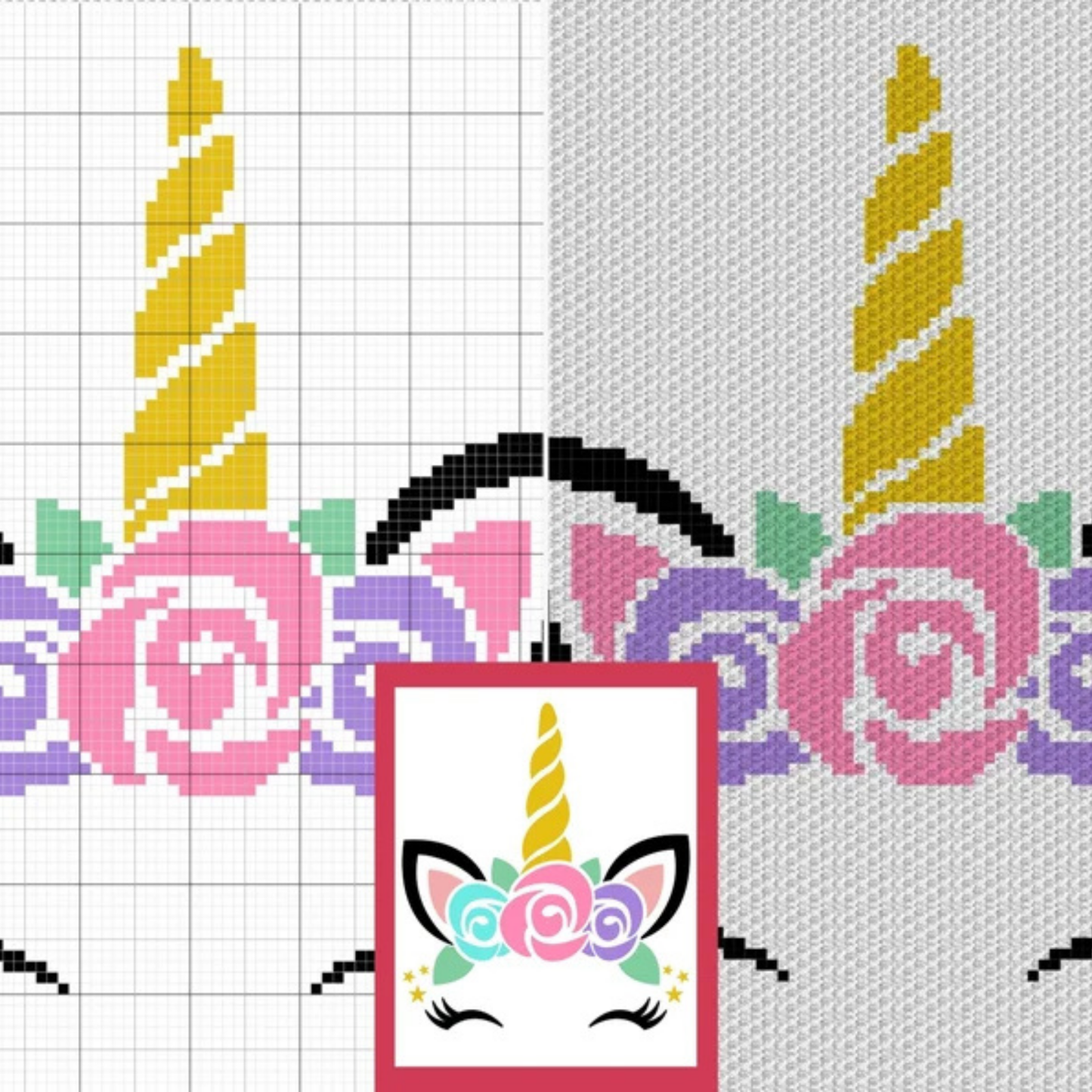 Unicorn Princess Graph + Written Pattern For C2C & Tapestry Crochet - Unicorn C2C Crochet Pattern - Animal Crochet Blanket - Unicorn Blanket