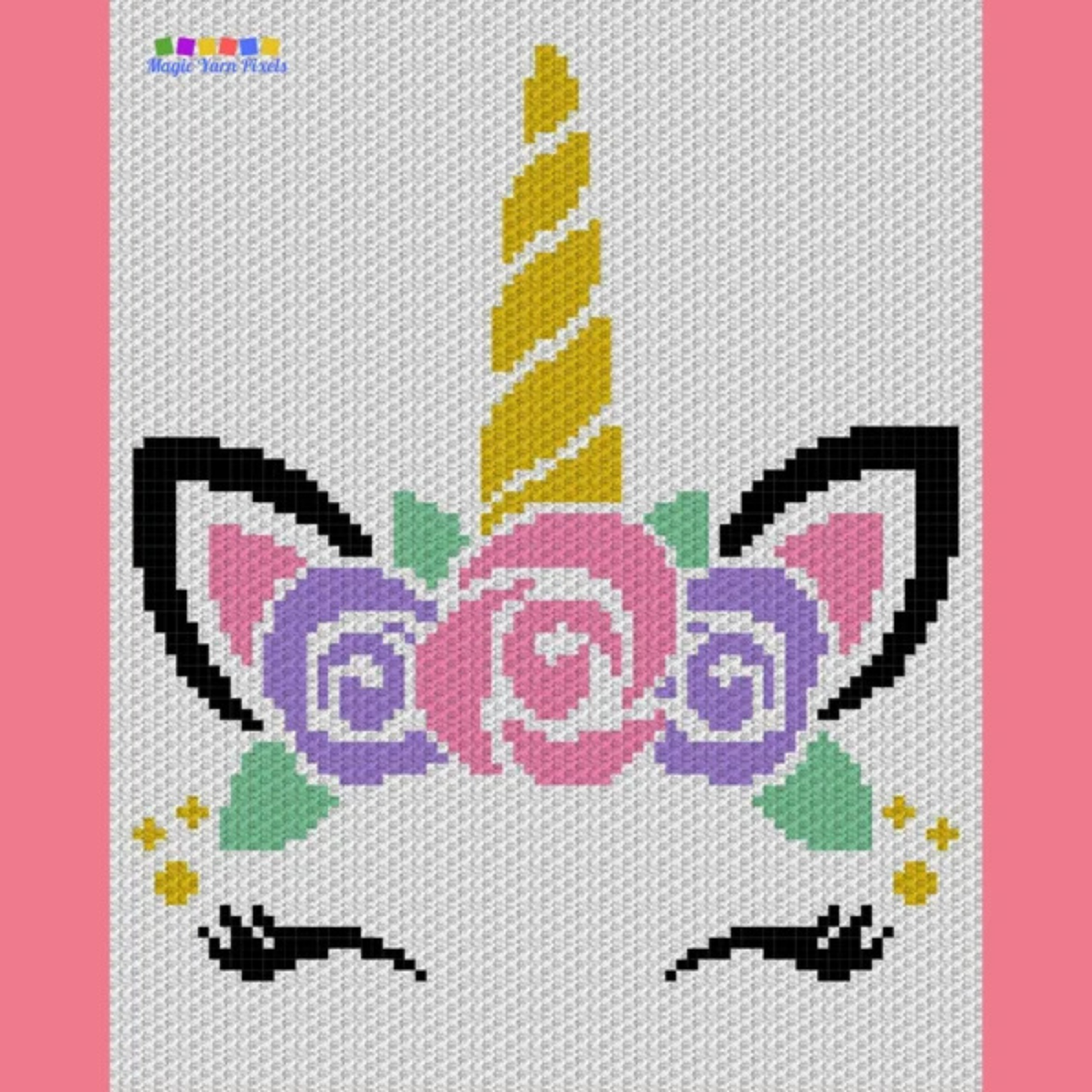 Unicorn Princess Graph + Written Pattern For C2C & Tapestry Crochet - Unicorn C2C Crochet Pattern - Animal Crochet Blanket - Unicorn Blanket
