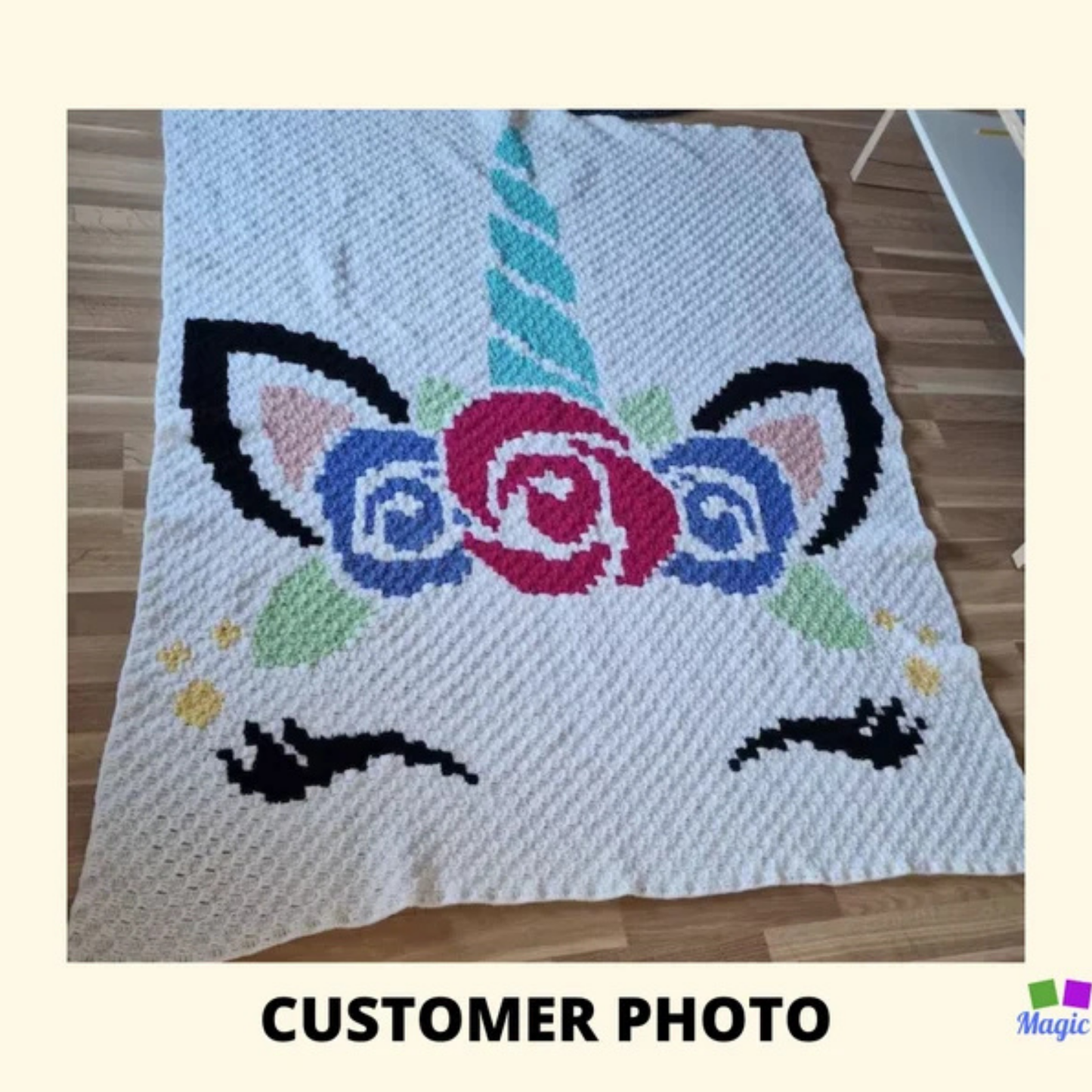 Unicorn Princess Graph + Written Pattern For C2C & Tapestry Crochet - Unicorn C2C Crochet Pattern - Animal Crochet Blanket - Unicorn Blanket