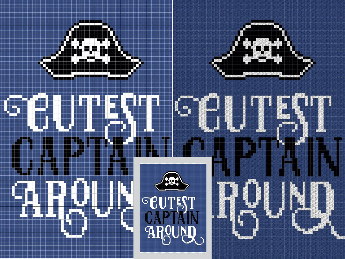 Cutest Captain Around Graph + Written Pattern For C2C & Tapestry Crochet - C2C Pirate Graphghan - Nautical Crochet Blanket -Crochet Afghan