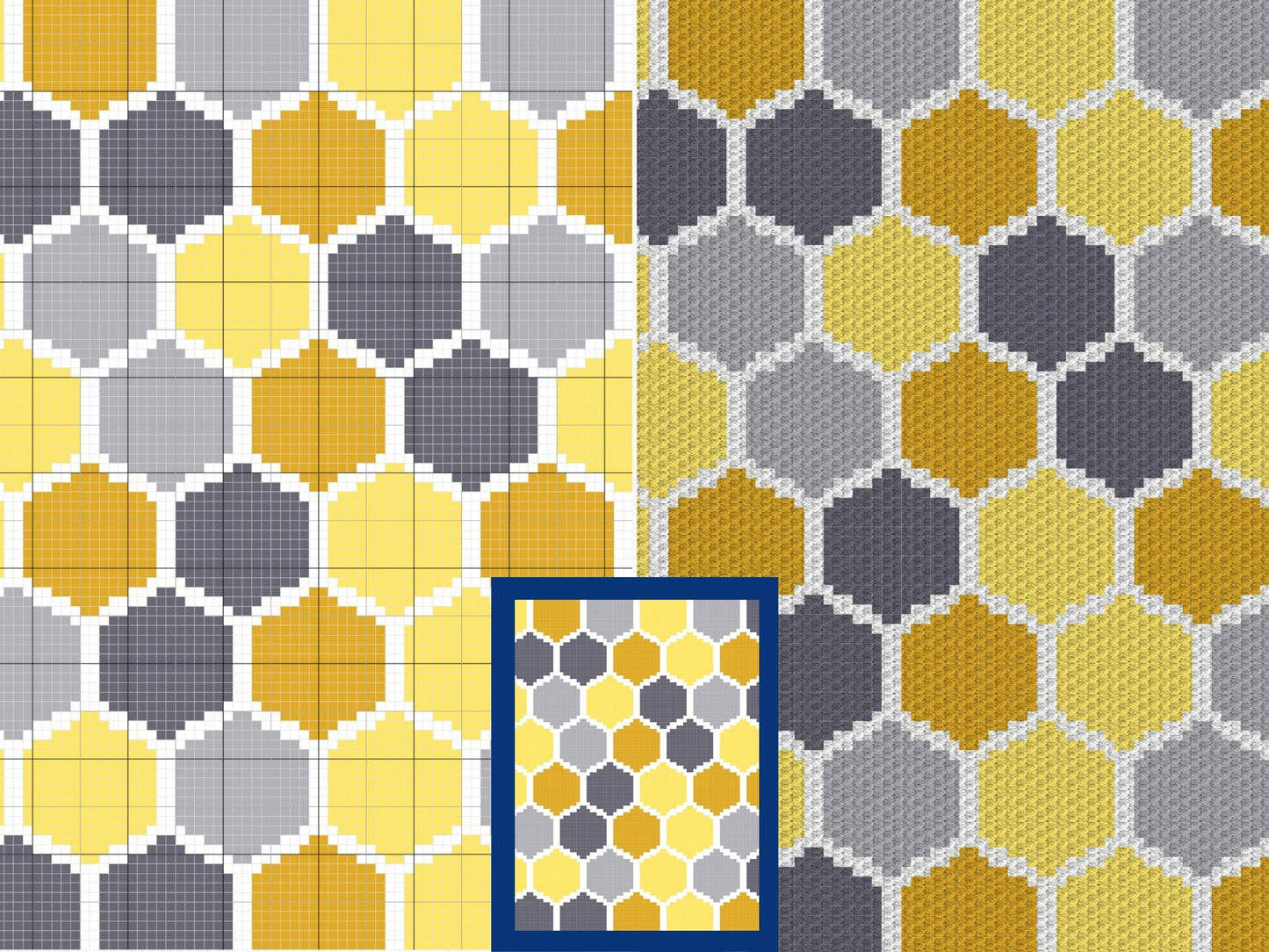 Bee Honeycomb Graph + Written Pattern For C2C & Tapestry Crochet - C2C Honeycomb Graphghan - Bee Crochet Blanket -Crochet Afghan Baby Shower