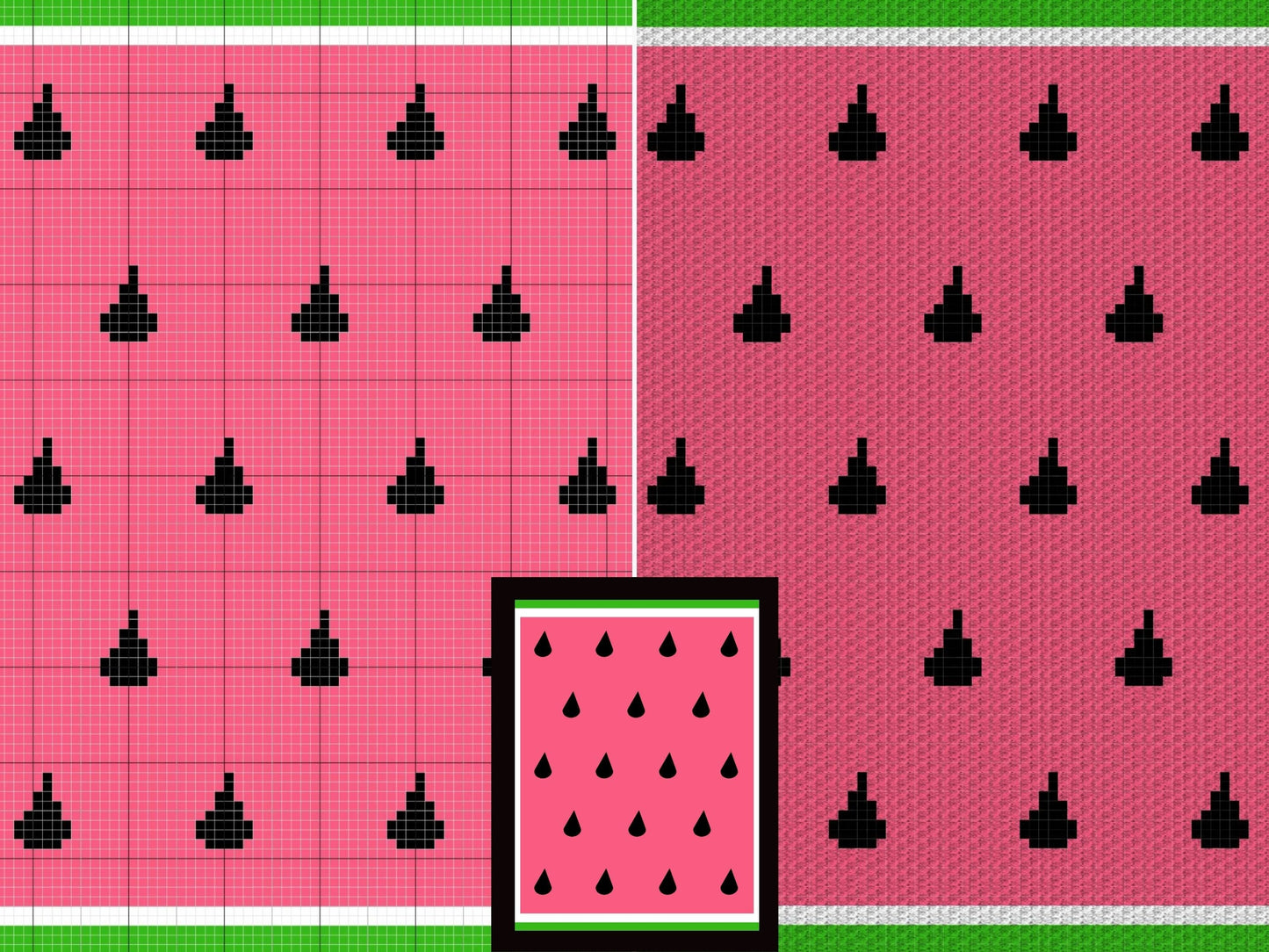 Summer Sweet Watermelon Graph + Written Pattern For C2C & Tapestry Crochet - C2C Fruit Graphghan - Fruit Crochet Blanket -Crochet Afghan