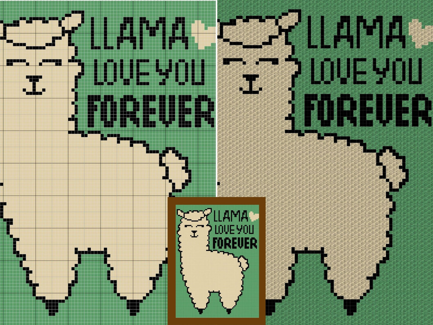 Llama Love You Forever Graph + Written Pattern For C2C & Tapestry Crochet - Llama C2C Graph - Animal Crochet Baby Blanket Llama Quote Afghan