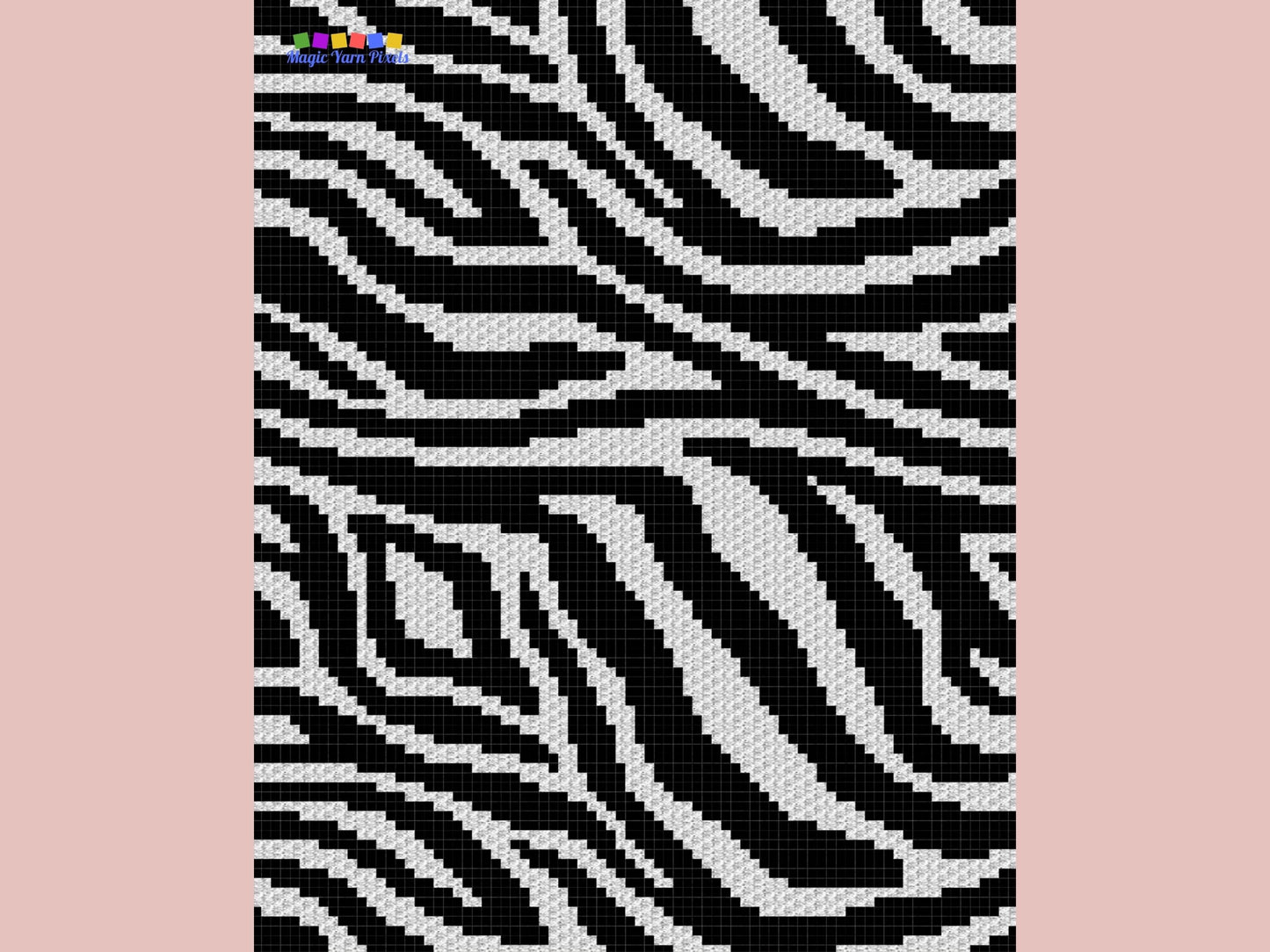 Zebra Print Graph + Written Pattern For C2C & Tapestry Crochet - C2C Graph Zebra Pattern- Animal Print Baby Crochet Blanket - Crochet Zebra