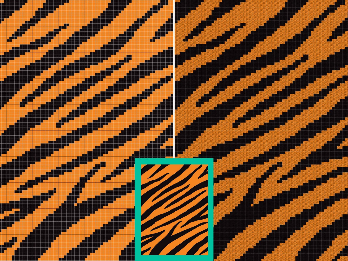 Tiger Print Graph + Written Pattern For C2C & Tapestry Crochet - Tiger Crochet Pattern - Animal Print Baby Blanket - Animal Afghan Baby Gift