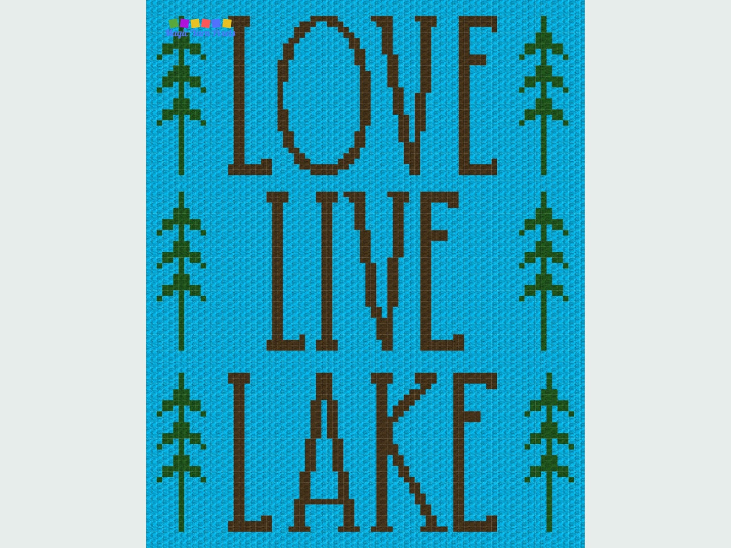 Love Live Lake Graph + Written Pattern For C2C & Tapestry Crochet - Log Cabin C2C Crochet Pattern - Cabin Woods C2C Lakehouse Throw Blanket