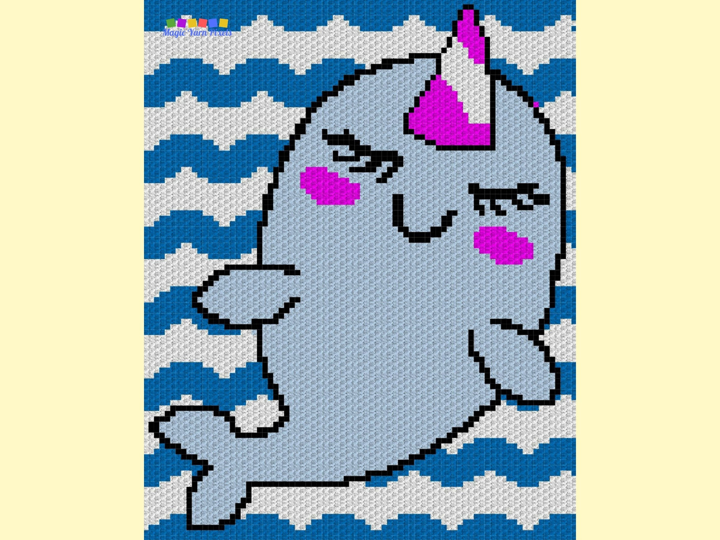 Narwhal UniWhale Graph + Written Pattern For C2C & Tapestry Crochet - Narwhal Crochet C2C Pattern - Crochet Narwhal Blanket - Whale Afghan