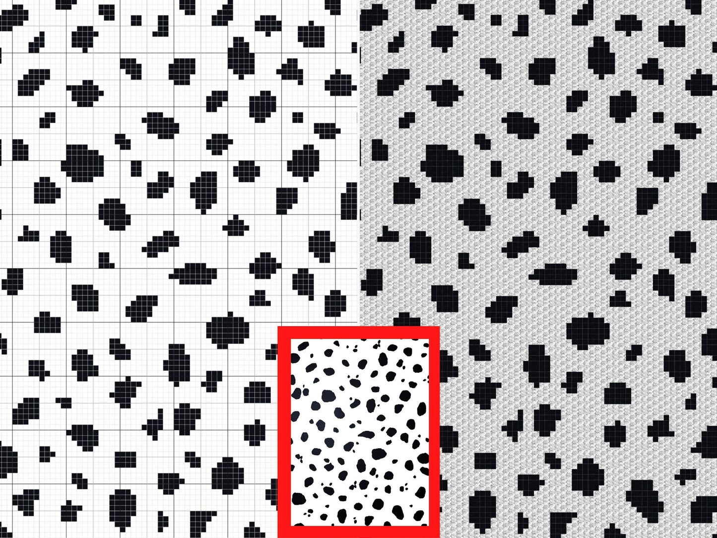 Dalmatian Print Graph + Written Pattern For C2C & Tapestry Crochet - Dalmatian C2C Crochet Pattern - Dog Crochet Blanket - Dog C2C Afghan