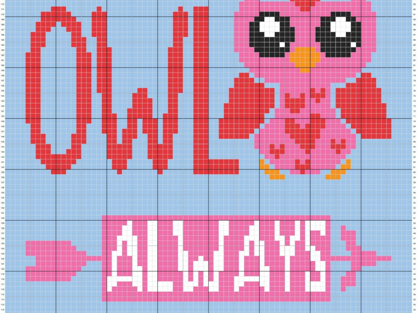 Owl Always Love You Graph + Written Pattern For C2C & Tapestry Crochet - Love Quote Crochet Pattern - Owl C2C Baby Blanket Baby Shower Gift