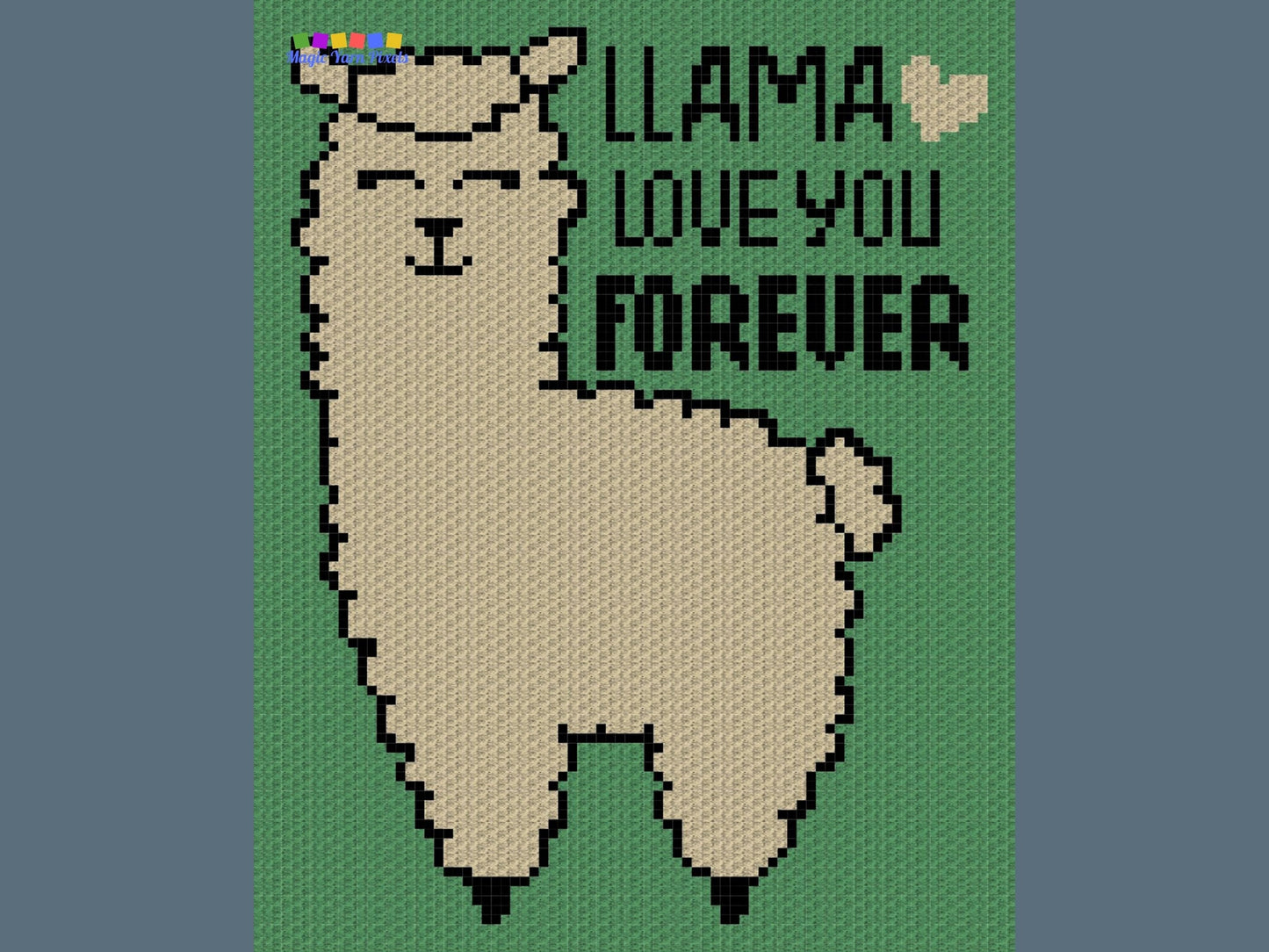 Llama Love You Forever Graph + Written Pattern For C2C & Tapestry Crochet - Llama C2C Graph - Animal Crochet Baby Blanket Llama Quote Afghan