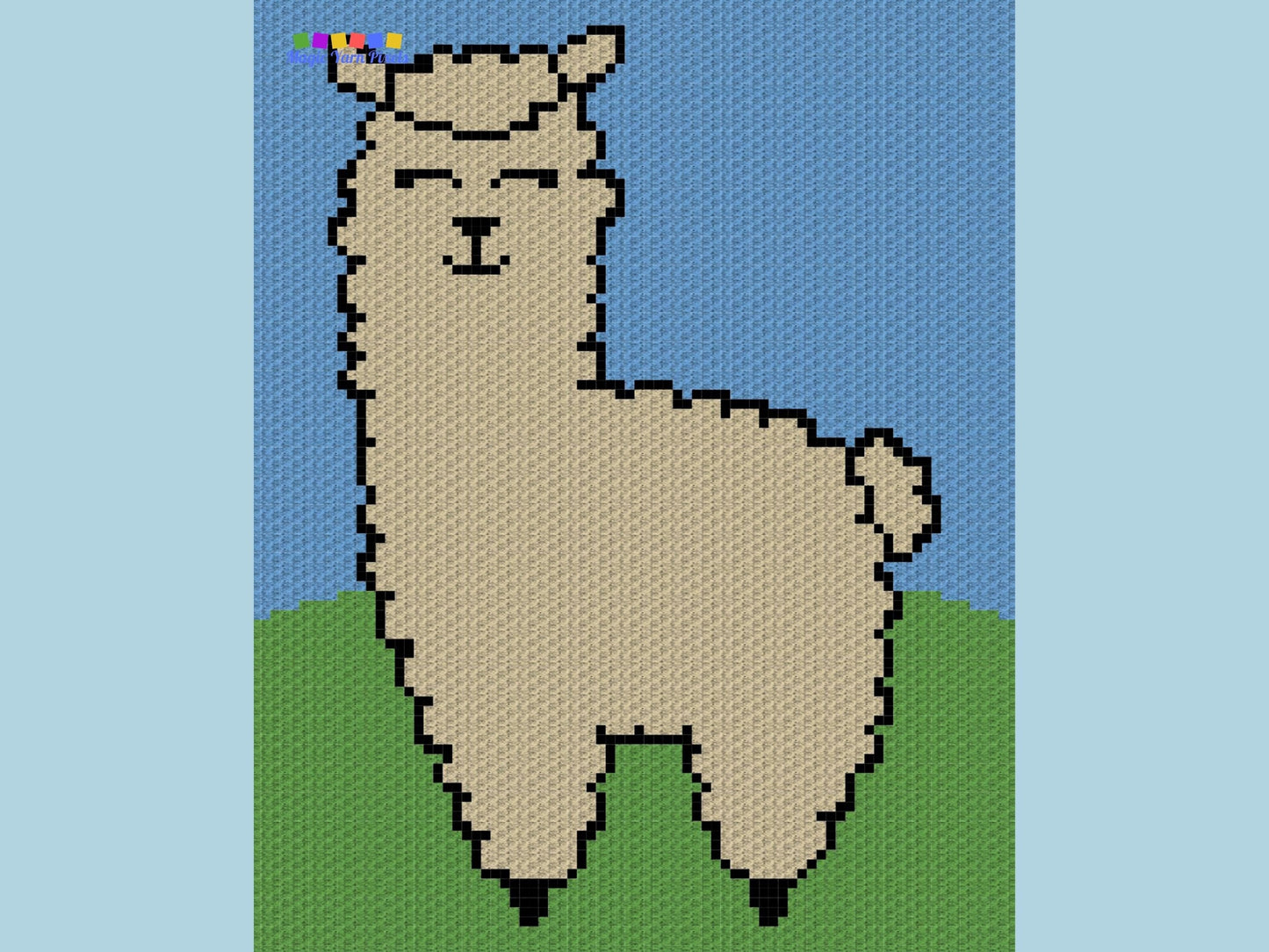 Cute Baby Llama Graph + Written Pattern For C2C & Tapestry Crochet - C2C Llama Crochet Pattern - Animal Crochet Blanket - Baby Shower Gift