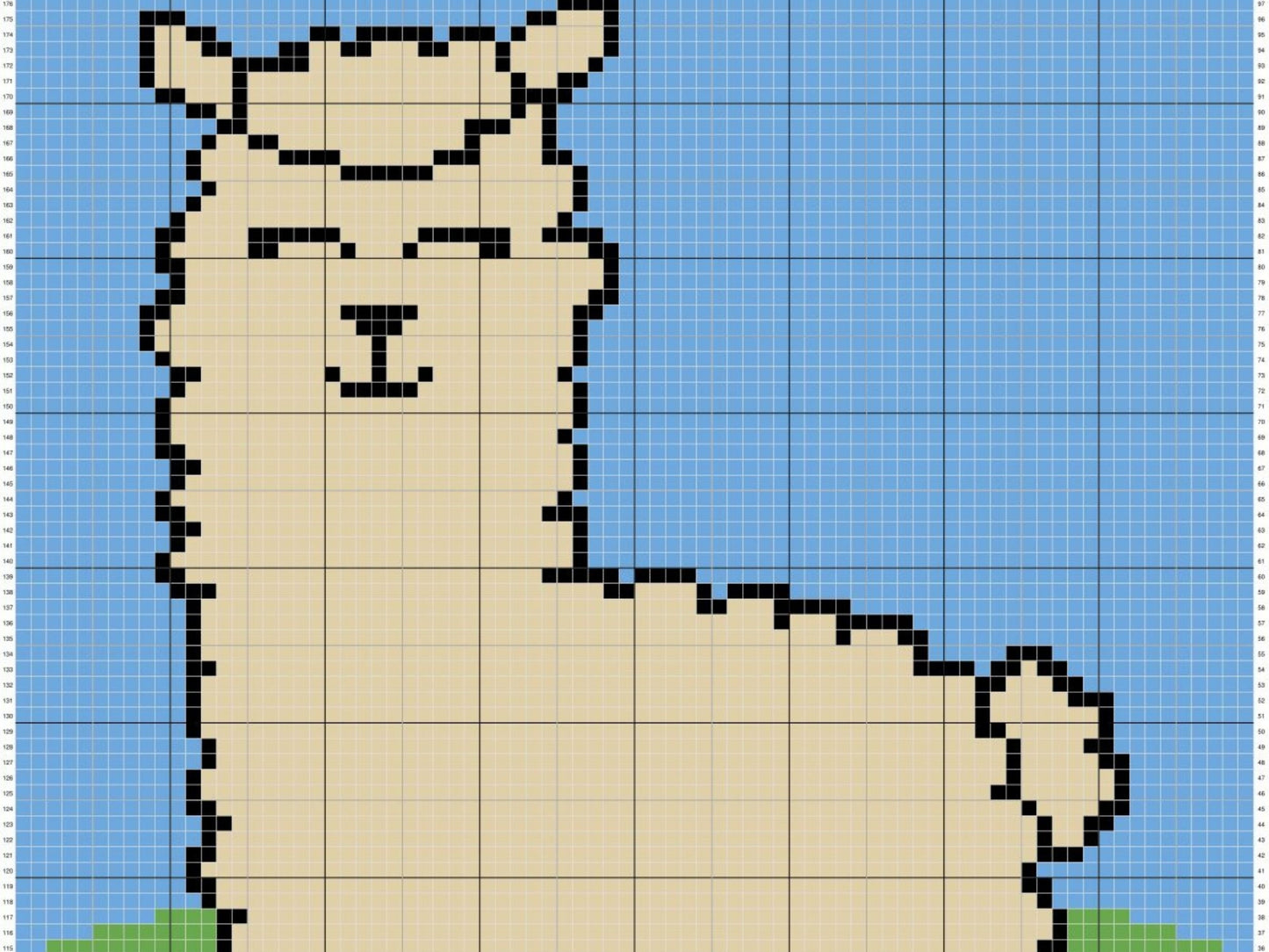 Cute Baby Llama Graph + Written Pattern For C2C & Tapestry Crochet - C2C Llama Crochet Pattern - Animal Crochet Blanket - Baby Shower Gift