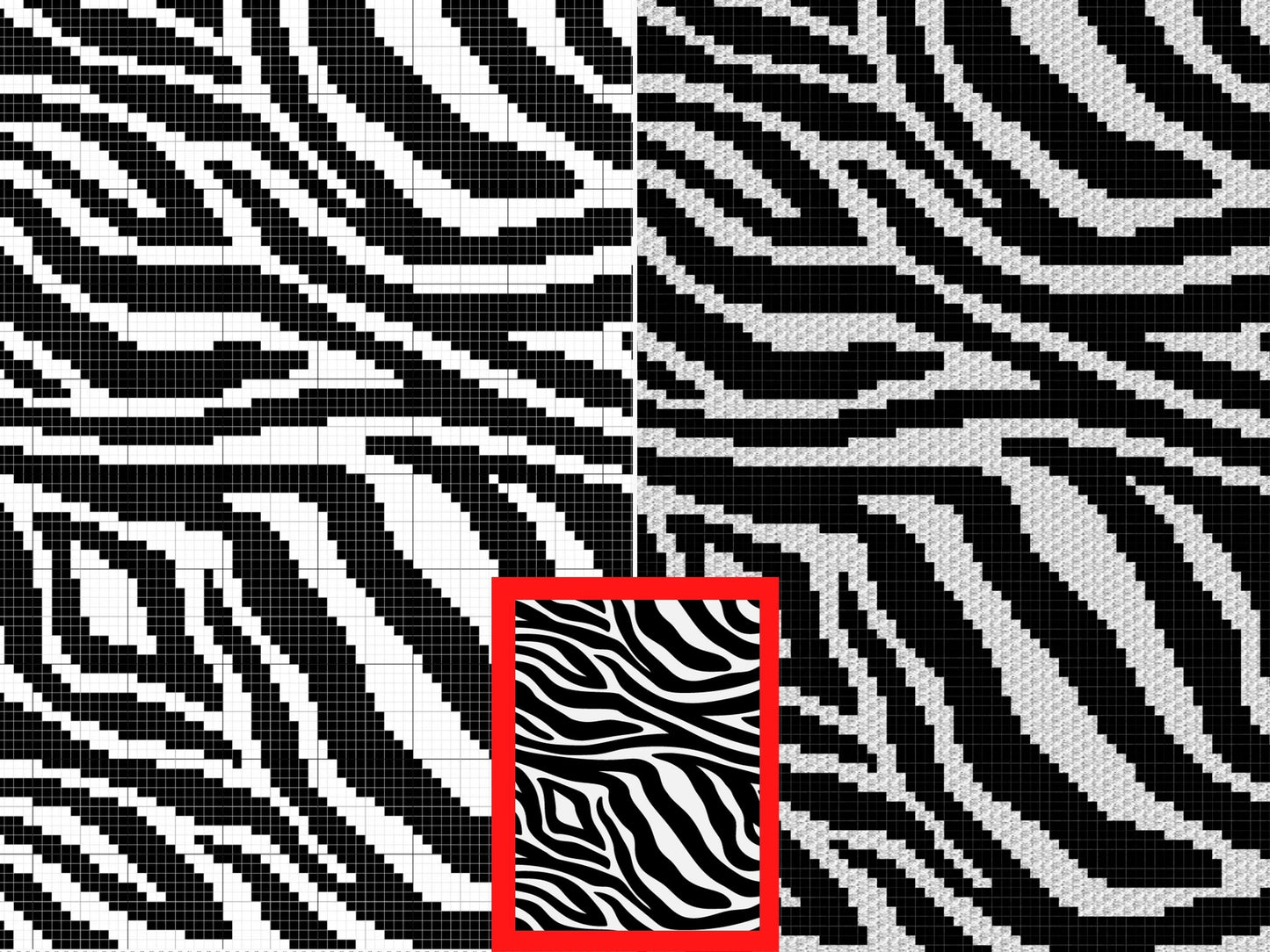 Zebra Print Graph + Written Pattern For C2C & Tapestry Crochet - C2C Graph Zebra Pattern- Animal Print Baby Crochet Blanket - Crochet Zebra