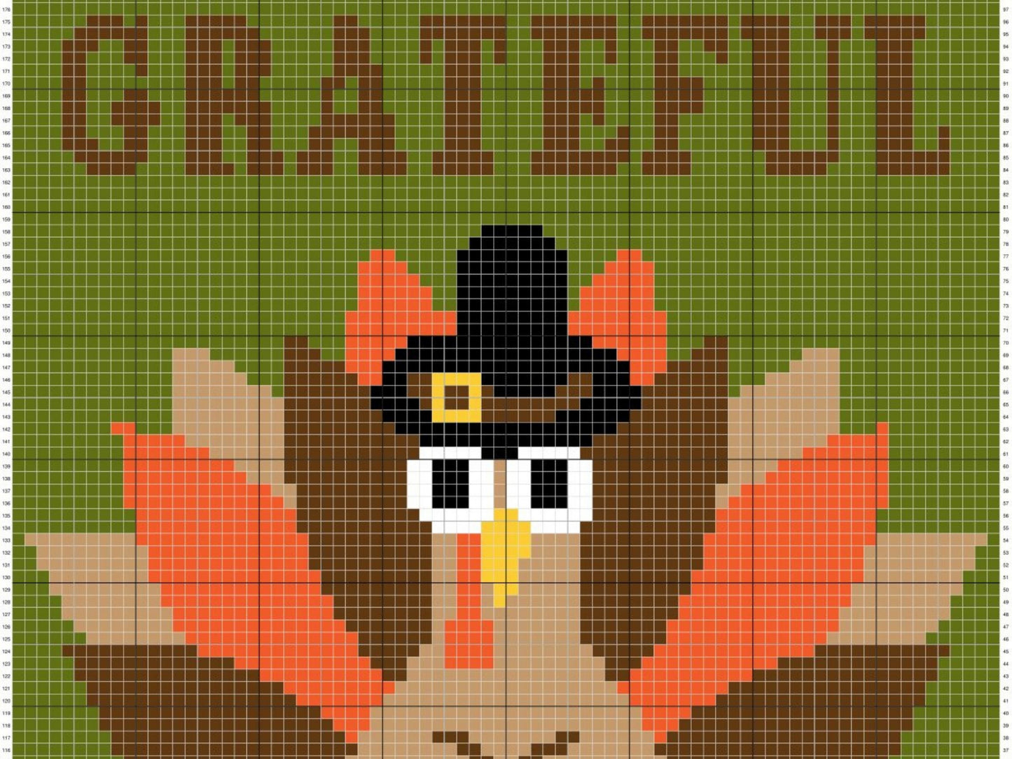 Thanksgiving Turkey Graph + Written Pattern For C2C & Tapestry Crochet - C2C Turkey Pattern - Thanksgiving Crochet Blanket Fall C2C Blanket