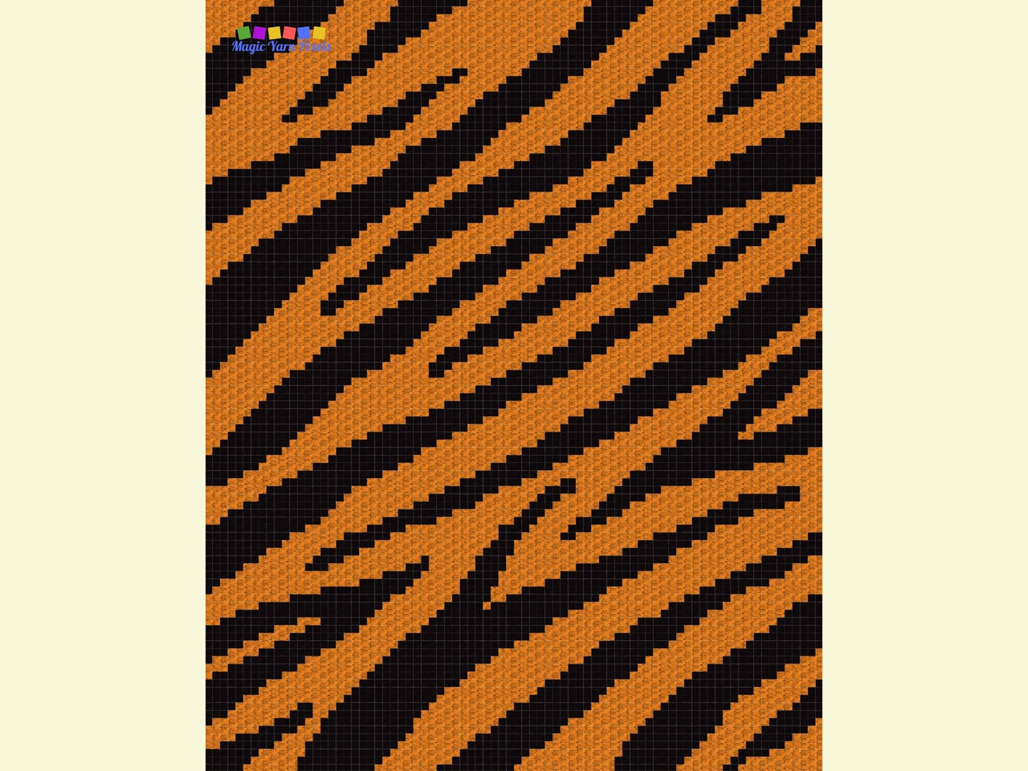 Tiger Print Graph + Written Pattern For C2C & Tapestry Crochet - Tiger Crochet Pattern - Animal Print Baby Blanket - Animal Afghan Baby Gift
