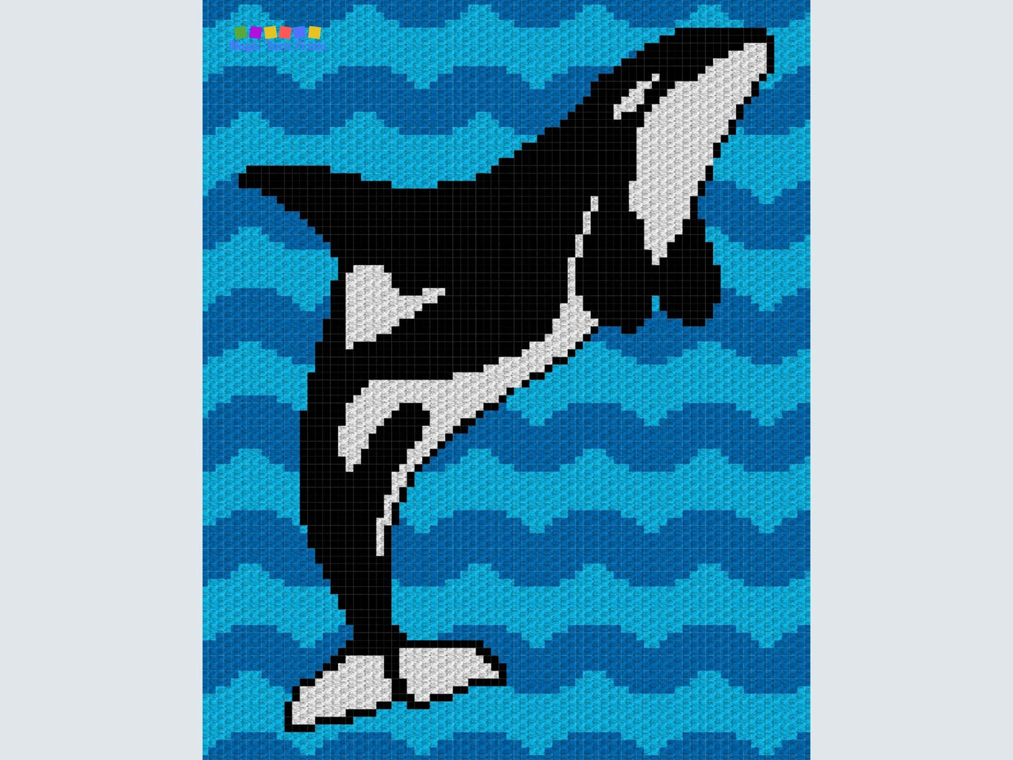 Ocean Orca Whale Graph + Written Pattern For C2C & Tapestry Crochet - Killer Whale C2C Graph - Whale Crochet Blanket - Animal Baby Blanket