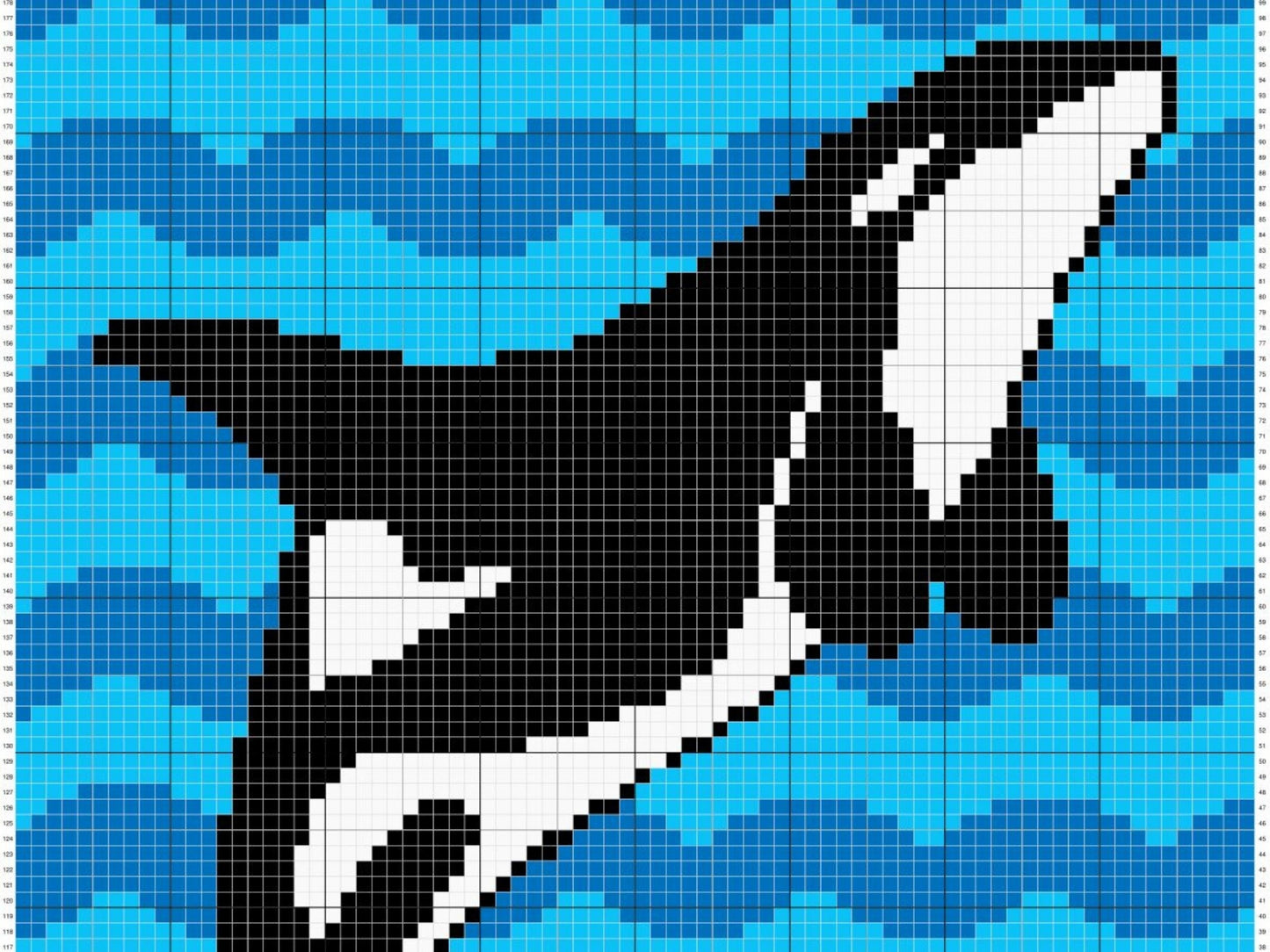 Ocean Orca Whale Graph + Written Pattern For C2C & Tapestry Crochet - Killer Whale C2C Graph - Whale Crochet Blanket - Animal Baby Blanket