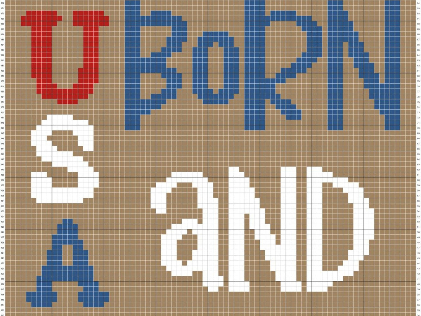 USA Born and Raised Graph + Written Pattern For C2C & Tapestry Crochet - Patriotic C2C Crochet Pattern - USA Crochet Blanket - Quote Blanket