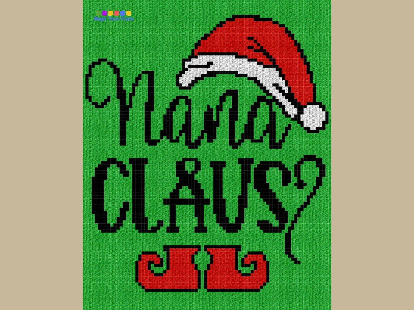 Nana Claus Graph + Written Pattern For C2C & Tapestry Crochet - Santa C2C Crochet Pattern - Christmas Crochet Blanket - Christmas Afghan