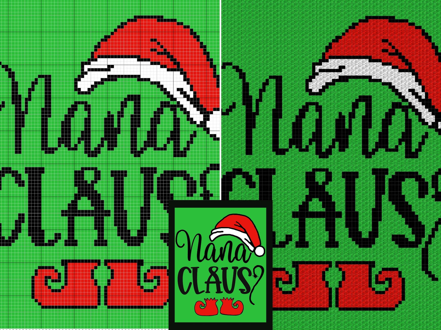 Nana Claus Graph + Written Pattern For C2C & Tapestry Crochet - Santa C2C Crochet Pattern - Christmas Crochet Blanket - Christmas Afghan