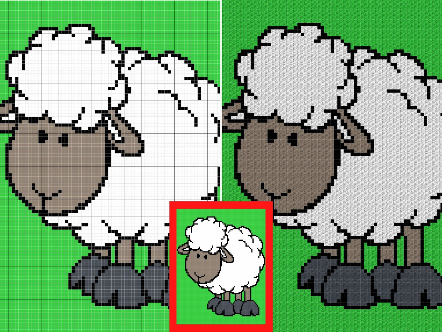 Cute Lamb Graph + Written Pattern For C2C & Tapestry Crochet - Lamb C2C Crochet Pattern - Sheep C2C Blanket - Animal Baby Afghan Baby Shower