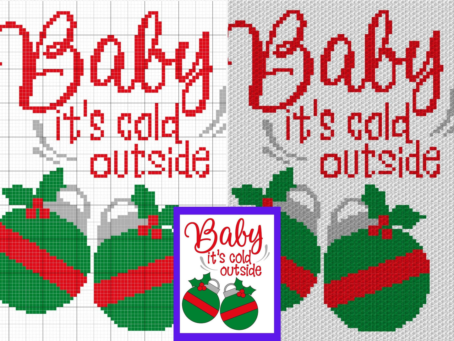 Baby It's Cold Outside Graph + Written Pattern For C2C & Tapestry Crochet - Christmas C2C Pattern - Christmas Crochet Blanket Winter Blanket