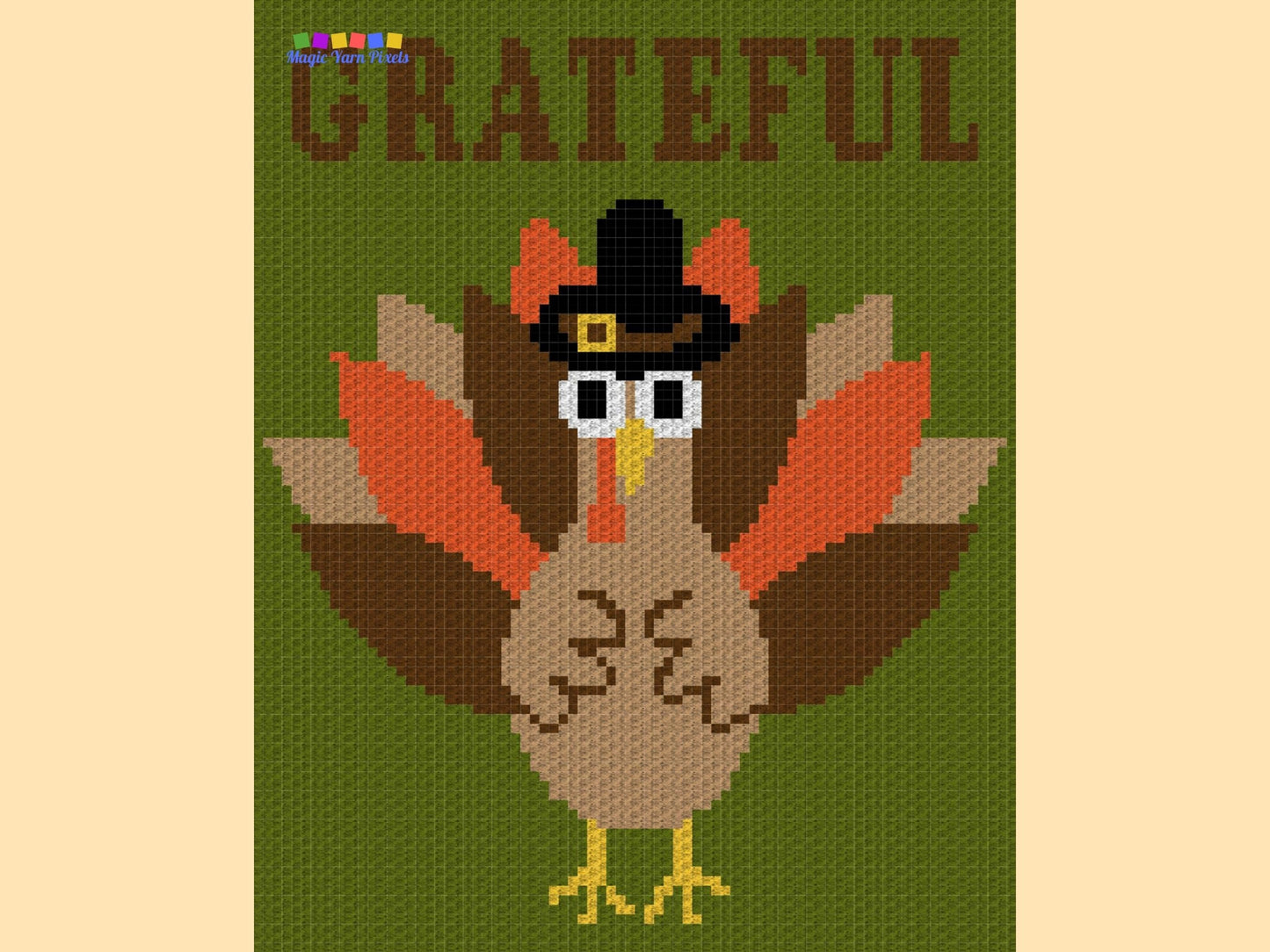 Thanksgiving Turkey Graph + Written Pattern For C2C & Tapestry Crochet - C2C Turkey Pattern - Thanksgiving Crochet Blanket Fall C2C Blanket